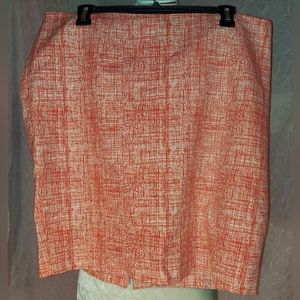 Womens Orangey Coral & White Pencil Skirt from Katherine Barclay in Size 14